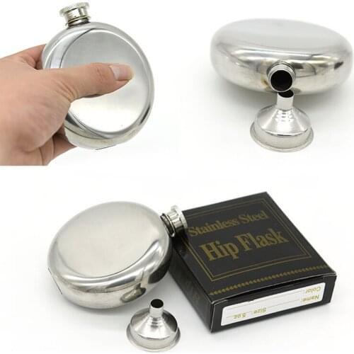 Portable Round Stainless Steel Flask Funnel 5oz Alcohol Bottle Wine Hip Pocket Screw Cap Liquor Container Kitchen Wine Tools