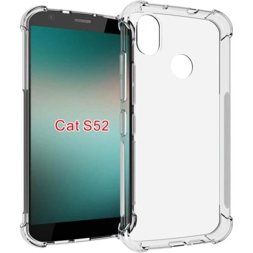 Antiskid Shockproof Bumper Case For Caterpillar Cat S52 S 52 Transparent Crystal Silicone Case For CAT S52 Back Cover 5.65 inch
