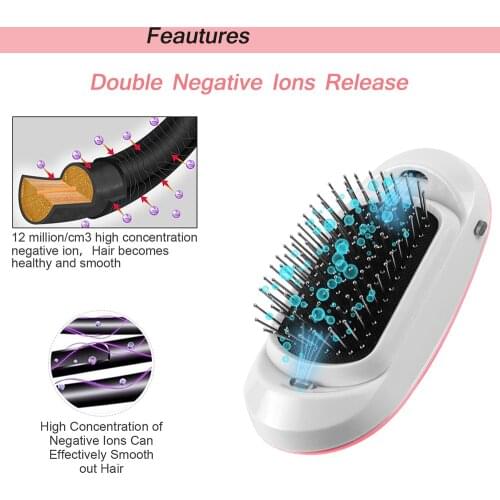 Hair Comb Brush Potable Negative Ions Electric Massage Hairbrush Anti-static Hair Brush Comb Scalp massager Comb for WetDry Hair