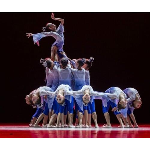 Modern Umbrella Oriental Dancer Wear Girls Classical Group Dance Performing Clothes Folk Yangko Dance Costume for Stage