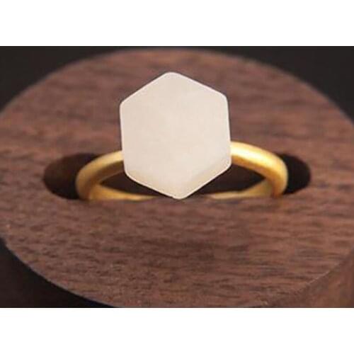 New silver inlaid natural Hetian white Chalcedony earrings Chinese style retro geometric unique craft gold womens brand jewelry