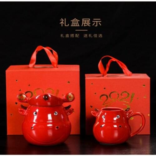Cute China Ceramic cup tea caddy creative mug Chinese style personalized coffee cup mugs coffee cups New Year Christmas Gifts