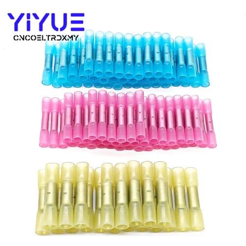 100PCS Heat Shrink Butt Terminals Insulated Electrical Wire Connectors AWG 22-10 Cable Crimping Terminals Connector Kit