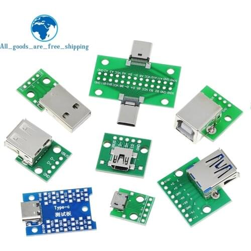 5PCS USB Male Connector / MINI MICRO USB to DIP Adapter female connector 2.54 Connector B Type-C USB2.0 3.0 Female PCB Converter