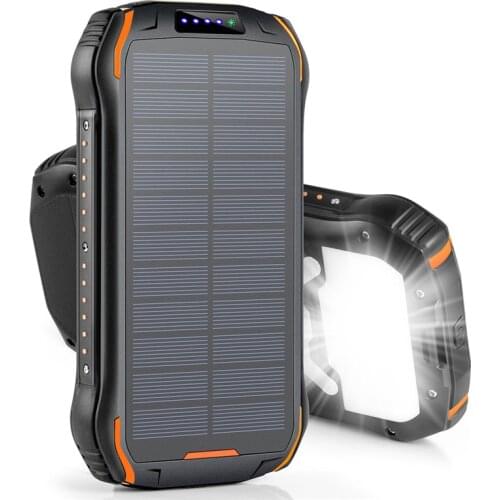 26800mAh Solar Power Bank Portable Wireless Charger External Battery with Flashlight Powerbank for Xiaomi iPhone 11 X Poverbank