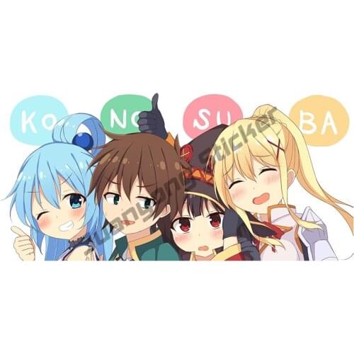 Konosuba Aqua Waterproof Car Stickers for Bumper Window Custom Printing SUV Scratch-proof Fine Decal Decor Graphic PVC13x6cm