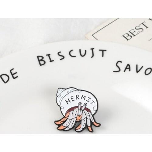 Hermit crab pin Animal brooches The Hermit Jewelry Salty Sea Cuties Badges Introverting Feel Better At Home
