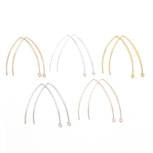 20pcs Gold Rhodium Copper French V-shaped Earring Hooks Findings Ear Hook Wire Settings Base For Jewelry Making DIY