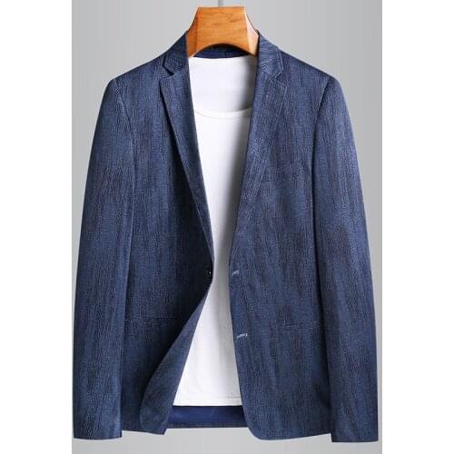 2021 classic High Quality Casual Suit Men Spring Autumn Elastic Handsome Knitted Blazer Single Breasted Jacket Plus Size M-4XL