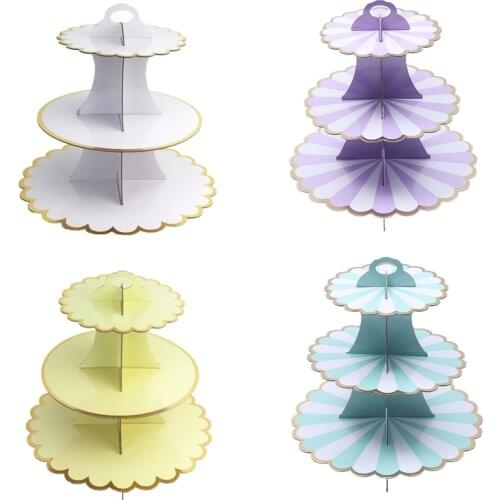 3-Layer Round Paper Foldable Cupcake Stand Baby Shower Birthday Wedding Party Decorations Kid Dessert Table Supplies Cake Tools