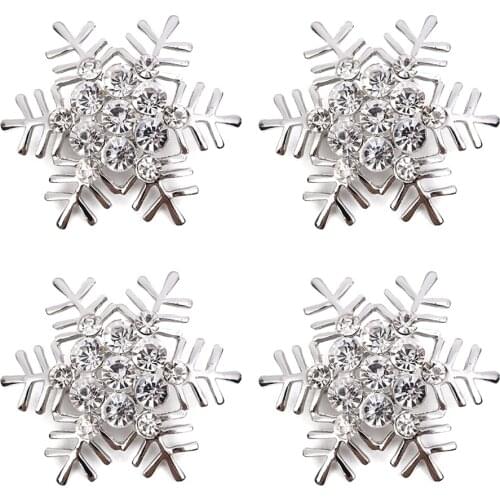 4 Pcs Snowflake Napkin Rings Sparkling Napkin Buckles Metal Napkin Holders Dinning Table Setting for Casual or Formal Occasions
