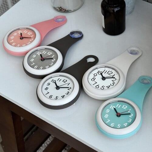 Mute Bathroom Waterproof And Anti-fog Suction Cup Wall Clock Fashion Bathroom Railing Towel Rack Wall Clock Without Battery