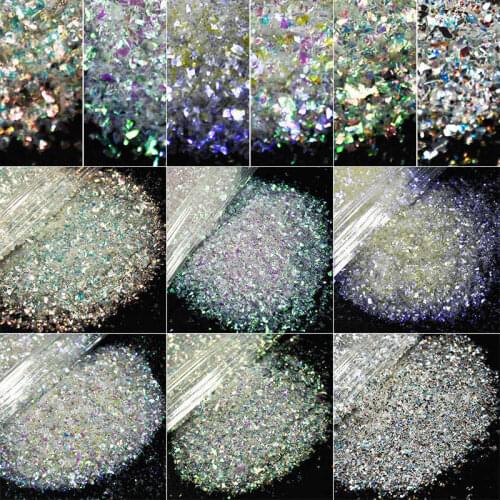 50g Nail Art Glitter Ice Iridescent Flakes Fine Craft Glitter Decoration Artist Nail Sequins Flakes Pigment Flake - DPC-W34546