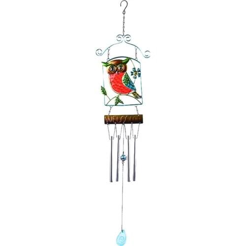 Retro Studios Large Metal Wind Chimes Cute Owl Frog Doorbell Welcome Sign Pendant For Home Front Door Garden Patio Balcony