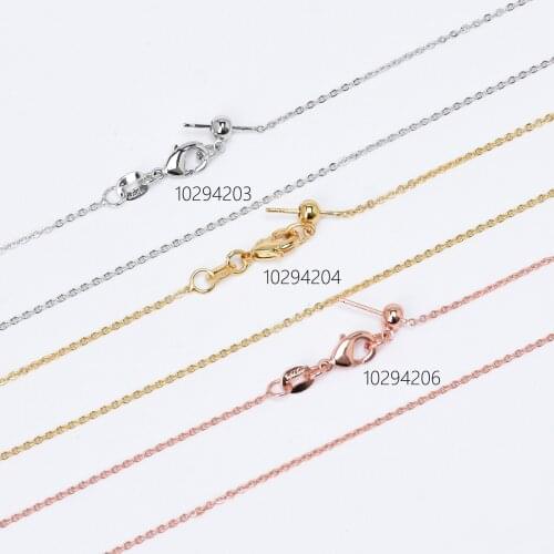 18" Length Brass Chain Necklace 1.2*1.6mm Cross O Chain with Rubber Stopper Bead Women Jewelry Accessories 1pc