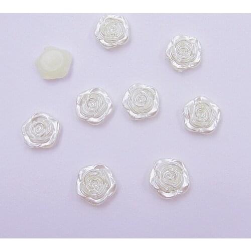 Ivory 500pcs 12mm Imitation ABS FlatBack Flower Pearl Beads For DIY Scrapbook Jewelry clothes Handwork