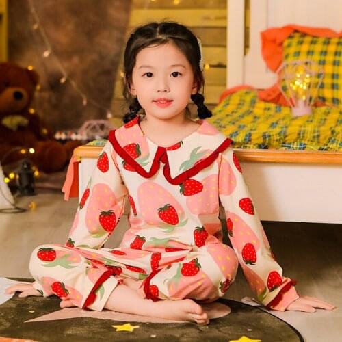 95-150 Cm Spring Autumn Girls Cute Print Sleeping Suit Baby Kids Children Pajamas Set 2pcs