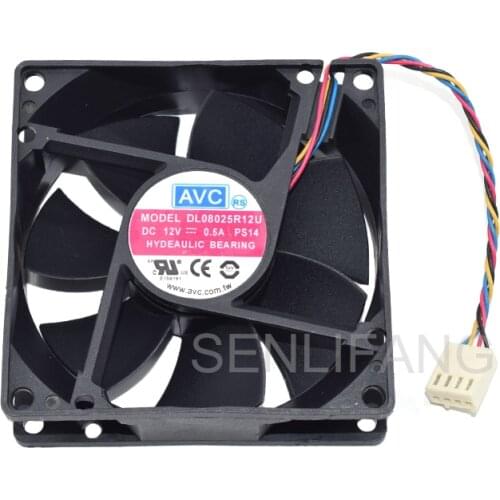 For AVC 8025 8CM DC12V 0.5A Hydraulic Bearing PWM 4 Lines CPU Fan DL08025R12U