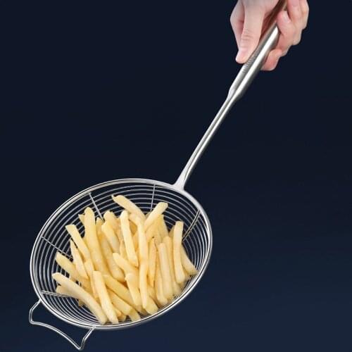 Kitchen Golden Stainless Steel Colander French Fries Frying Colander Creative Large Kitchen Utensils Gadgets