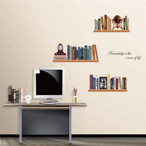 Elegant Books Shelf Wall Stickers Home Decoration For Study Room Background Decal Pvc Plane Pattern Diy Window Mural Wallpaper