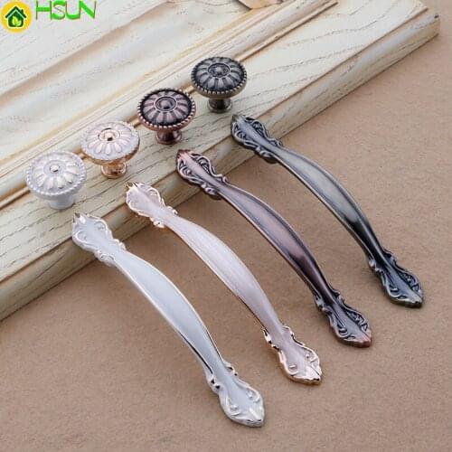 European Zinc Alloy Cabinet Handles Drawer Knobs Kitchen Cupboard Handles Door Pulls White Black Furniture Handle Hardware