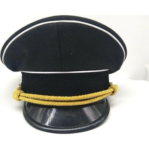 Reproduction WWII WW2 German Elite Officer Hat Military Cap Black & Chin Pipe Gold Cord M L XL Military Store 5605101