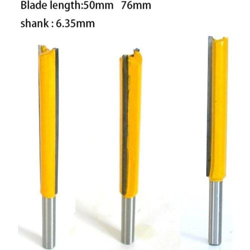 6.35mm Shank 50mm 76mm Long Straight Router Bit 1/4" Milling Cutting Diameter Edge Woodworking Trimming Cutter Knife