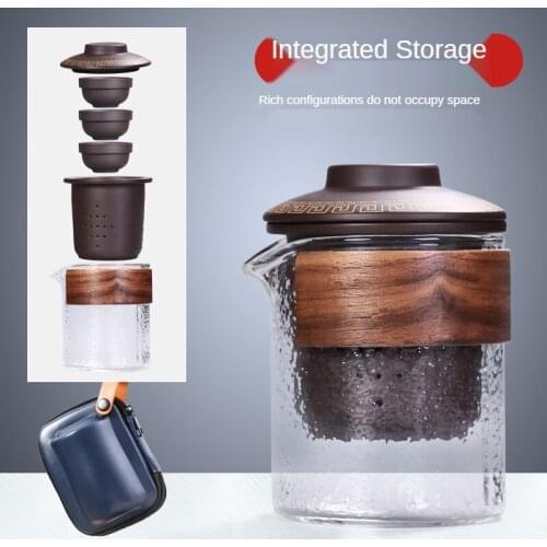 Chinese tea set Set of ceramic travel kungfu tea set Simple tea brewing set for outdoor tourism Express cup Tea set suit