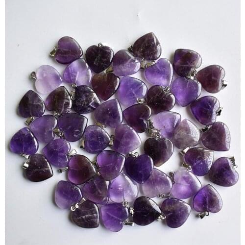 Love Heart Stone Beads Pendants 20mm Wholesale Charms Natural Stone amethysts For DIY Jewelry Making Women Gift free shipping