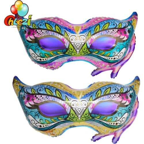 50Pcs/Lot Dance Party Mask Foil Balloons Colorful Mask Facial Prop Decor Adult Wedding Birthday Party Decoration Kids Shower