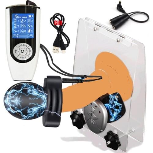 Electric Shock Glans Trainer Massage Cup Masturbator Male Ball Crusher Scrotum Stretcher SM Penis Stimulate Cock Torture Sex Toy