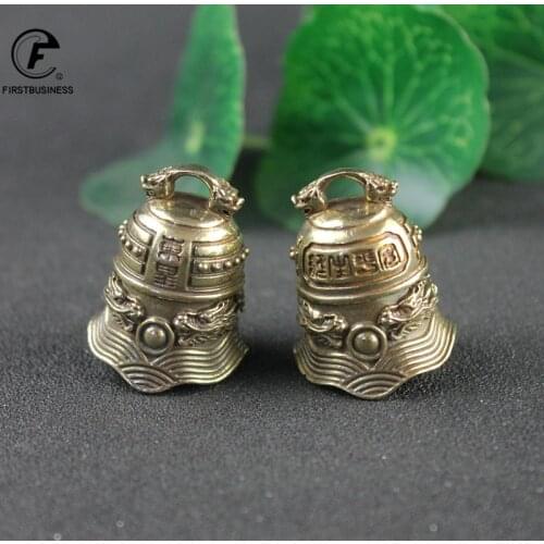 Copper Donghuang Bell Head Bell Small Ornaments Desk Feng Shui Decorations Retro Brass Keychain Pendants Home Decor Living Room