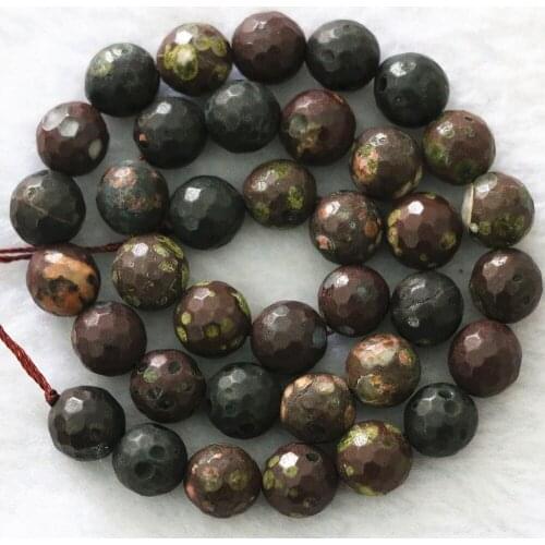 Natural multicolor green stone 10mm charms faceted round loose beads diy beautiful Jewelry making 15"B1098