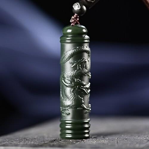Natural Xinjiang hetian black green jade pendant dragon jade necklace necklaces women pendants jade jewelry customized
