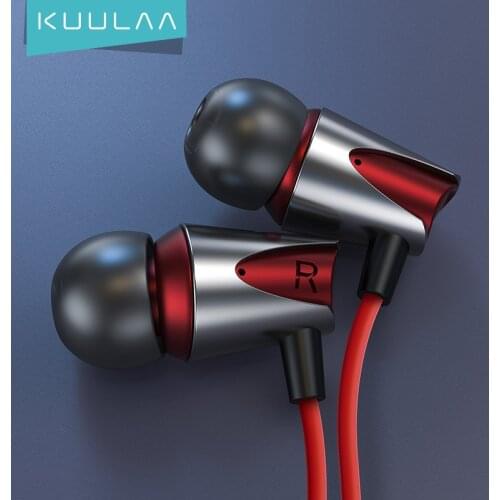 KUULAA Sport Earphone In Ear Earphones Bass Wired Headset 3.5mm Jack For iPhone 6 5 Xiaomi Samsung Huawei Phone Fone De ouvido