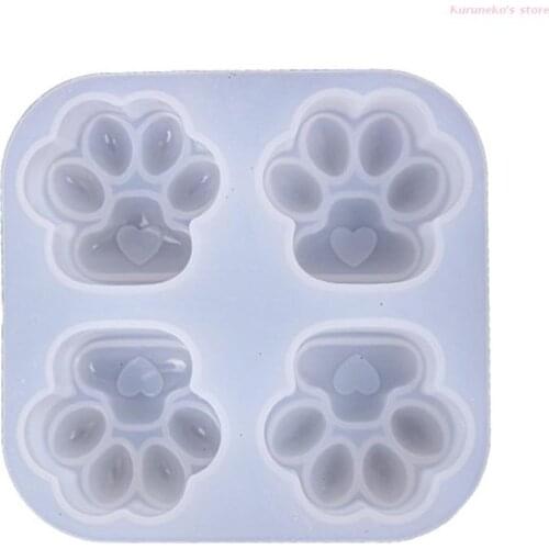 Neko Shiny Glossy love Silicone Mold Love Cat Paw Epoxy Resin Mold DIY Keychain Jewelry for Valentine Gift Craft