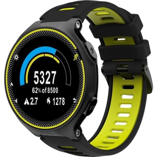 Two-color Combine Silicone Steel Buckle Strap Wristband Strap Smart Watch Strap for Garmin Forerunner 735xt 220 230 235 620 630