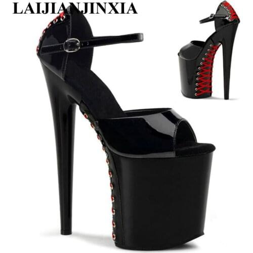 LAIJIANJINXIA Sexy Womens Shoes Thick Super 20CM Sexy High-Heeled Shoes Sandals Black Platform Performance / Star /Dance Shoes