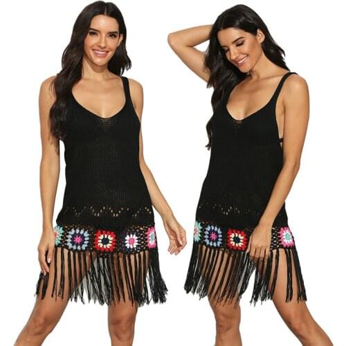 Sexy Crochet Cover Up Bikini Women Swimsuit Cover-up Beach Bathing Suit Beach Wear Knitting Swimwear Mesh Beach Dress Tunic Robe