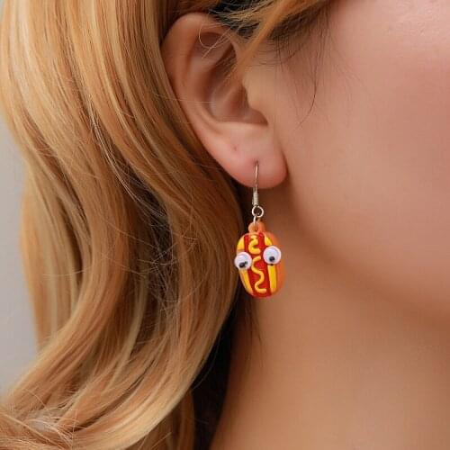 Cute Milk Bottle Biscuits Asymmetric Drop Earrings Resin Hamburg Coke Food Earring for Girl Funny Party Unique Jewelry Gift