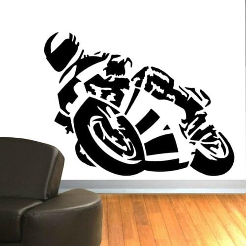 Superbike Racing Wall Decal Motorcycle Rider Vinyl Window Sticker Art Childrens Room Boys Bedroom Home Decoration Wallpaper E396