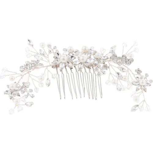 Bridal Hair Comb Clip Pin Rhinestone Pearl Wedding Hair Accessories for Bride Bridesmaid