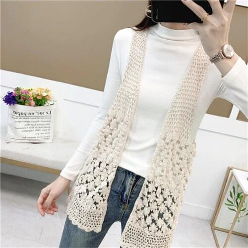 Spring Summer Hollow Out Crochet Vest Sleeveless Waistcoat Women Fashion Bohemian Open Stitch Outwear Chalecos Para Mujer