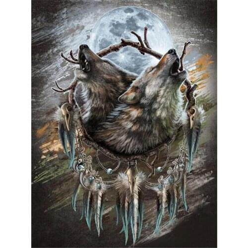 Animal Wolf DIY 11CT Cross Stitch Embroidery Kits Needlework Craft Set Cotton Thread Printed Canvas Home Decoration New Sale
