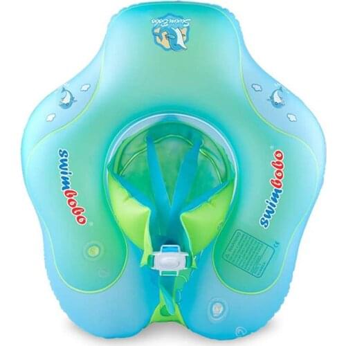 0.35mm PVC Baby Swimming Float Kids Inflatable Swim Ring With Safety Support Bottom Swimming Pool Accessories Blue