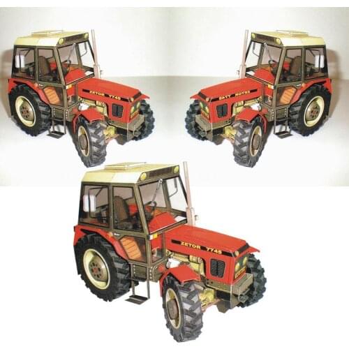 1:32 DIY Czech Zetor 7745-7211 Tractor Card Model Building Agricultural Car Educational Machinery Toy Manual Sets Model X9K6