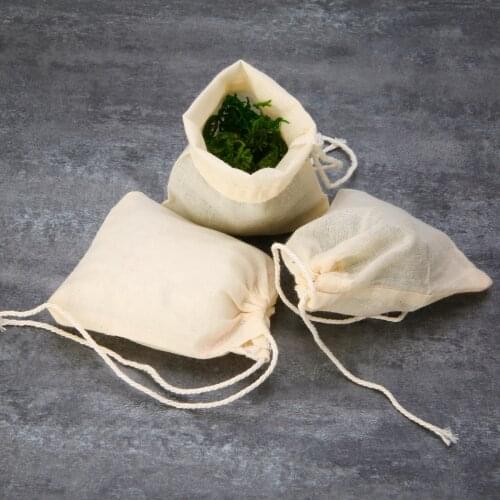 Mayitr 10pcs Empty Teabags Cotton Muslin Drawstring Strainer Tea Spice Food Separate Filter Bag With String 8 x 10cm