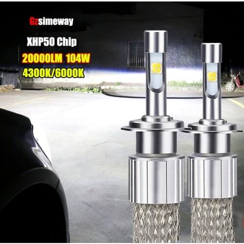 2PCS H4 LED Lamp H1 H7 H11 9005 HB3 Car Headlight XHP50 Chip 104W 20000LM 4300K 6000K Auto Light H3 9006 HB4 H8 H27 Bulbs 12V