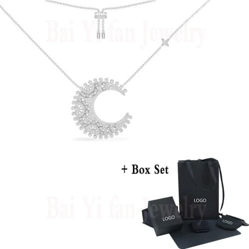 2021 star studded moon pendant women necklace Silver Classic Valentine’s Day gift