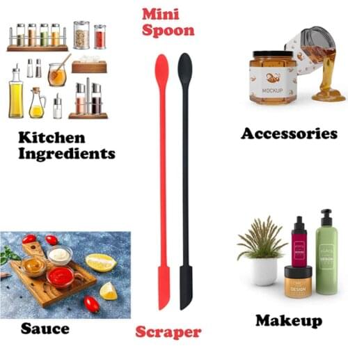 3 pcs of mini silicone spatula makeup beauty spatula, reusable thin pot spatula set, suitable for kitchen, flexible and compact